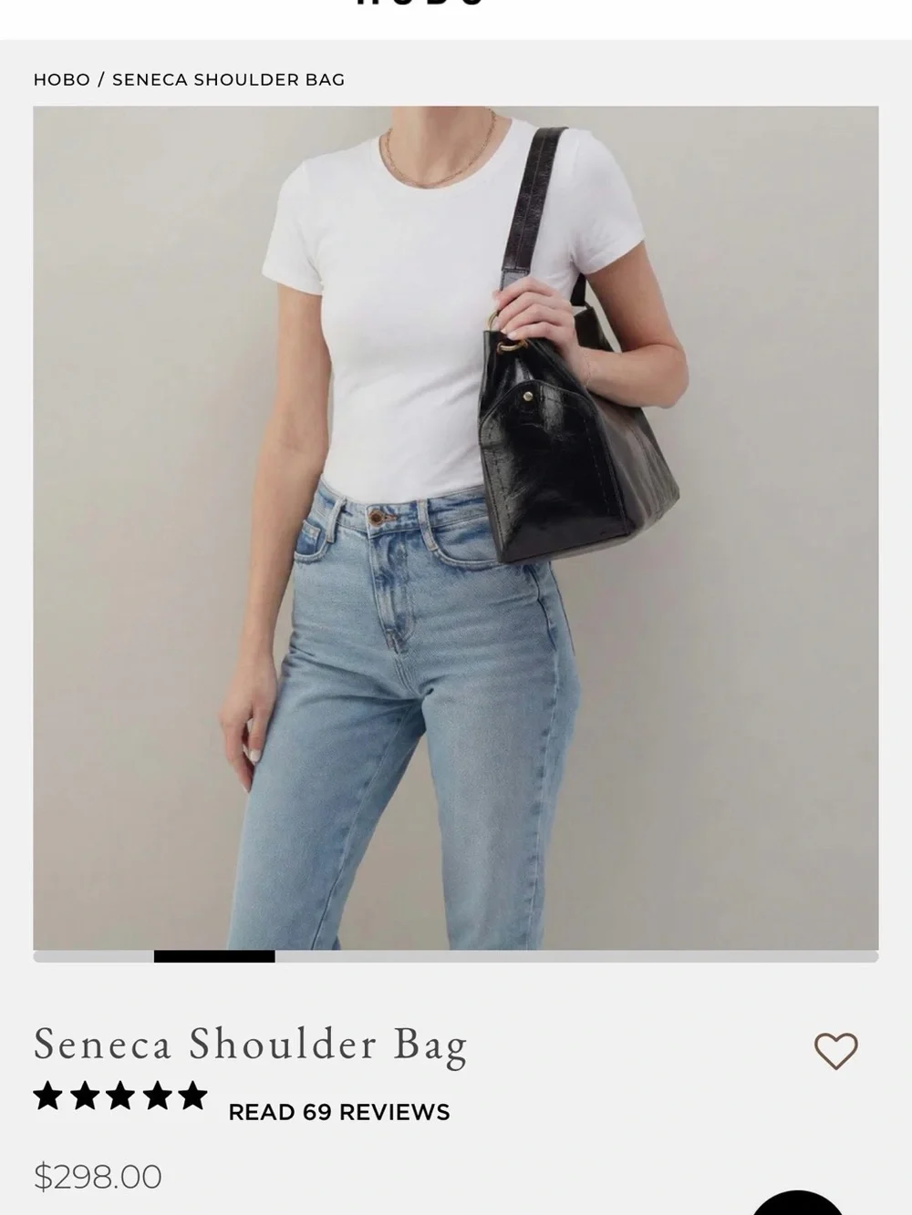 HOBO Seneca Black Genuine Leather Top-Handle Hobo Shoulder Bag